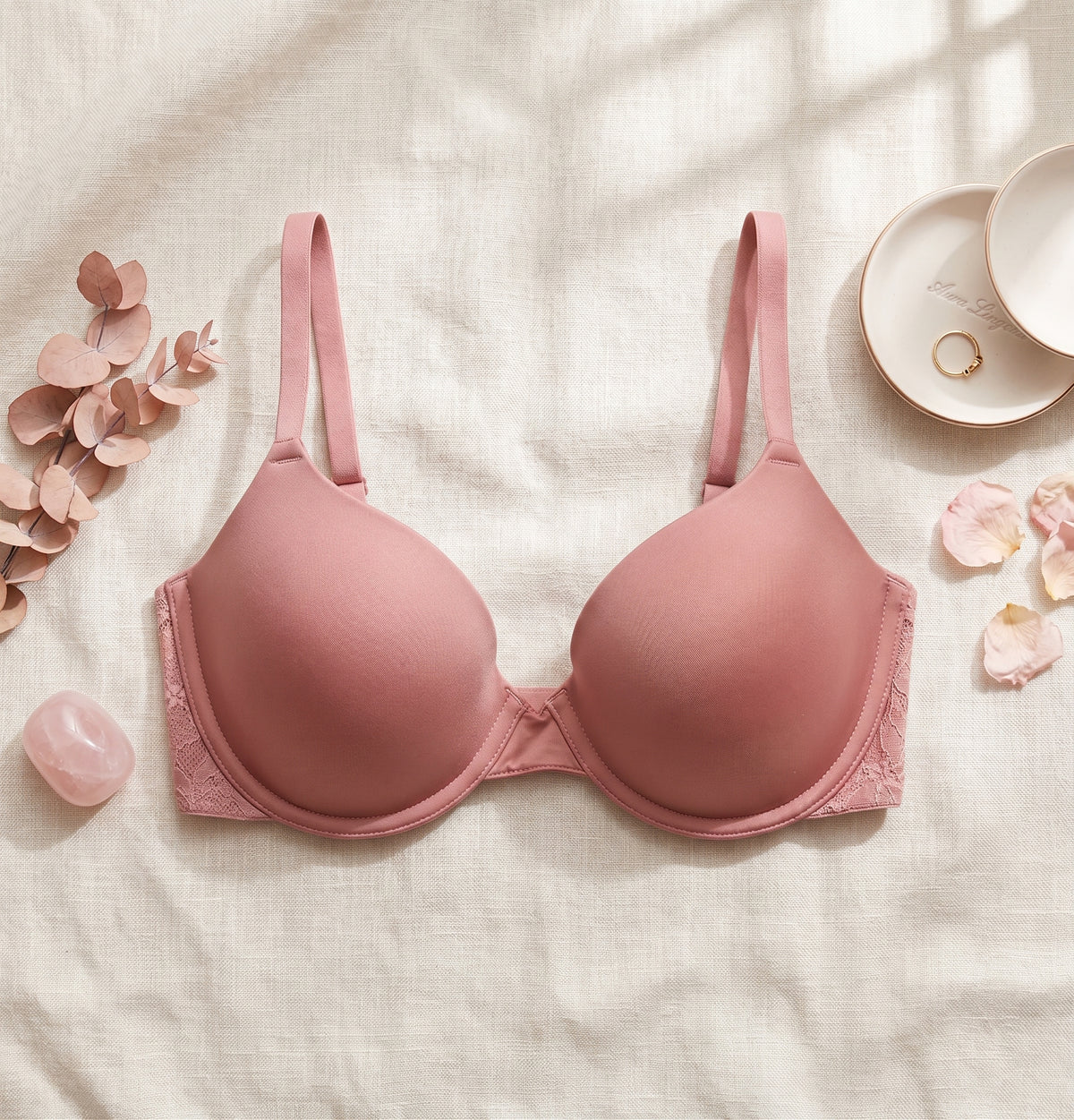 PRIMARK T-Shirt Bra (Brassieres) (Pack of 1) SIZE-32DD (Dark Tea Pink)