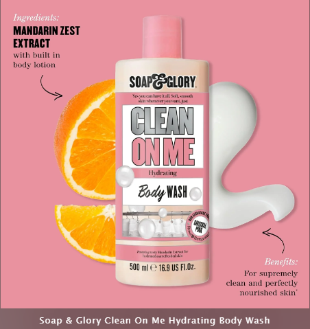 Soap & Glory CLEAN on ME Hydrating Body Wash 500ml
