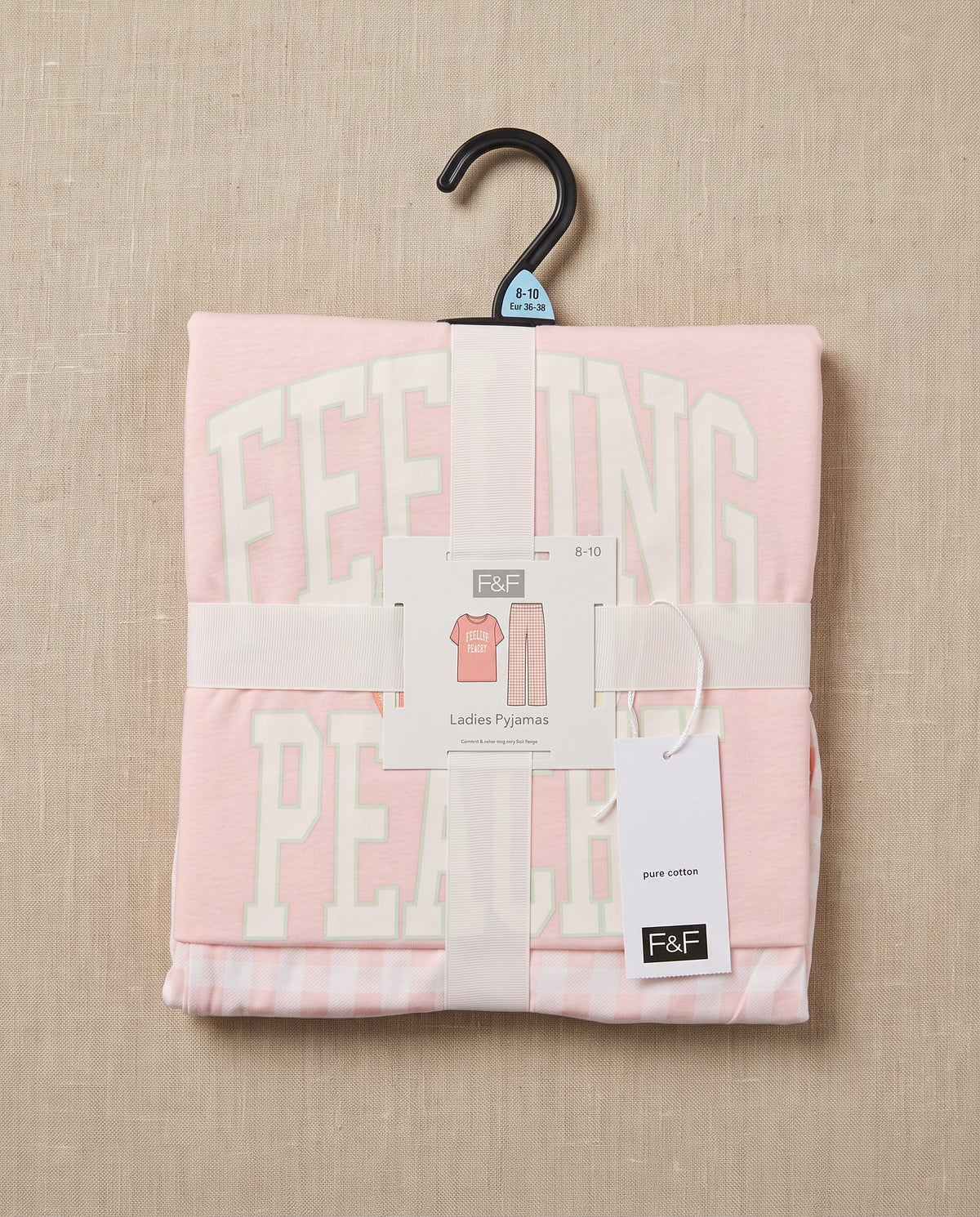 F&F Half Sleeve Pyjama Sets (PJ Set) SIZE (Small) (Pink with Pink Stiped Trouser)