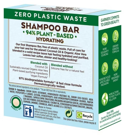Garnier Ultimate Blends Coconut Hydrating Shampoo Bar with Aloe Vera for Normal Hair-60g