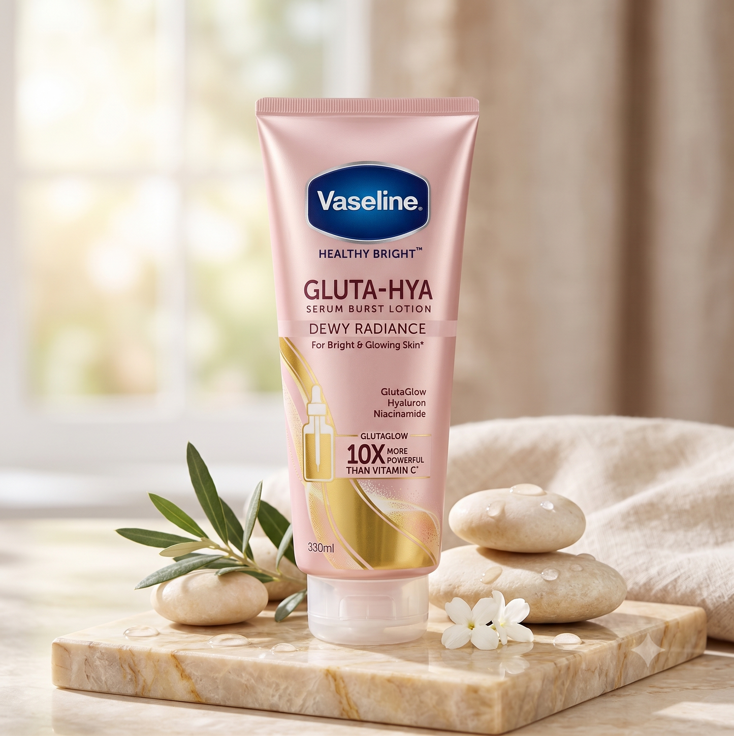 Vaseline Dewy Radiance GLUTA_HYA Serum Burst Lotion (Bright & Glowing Skin) 330ml