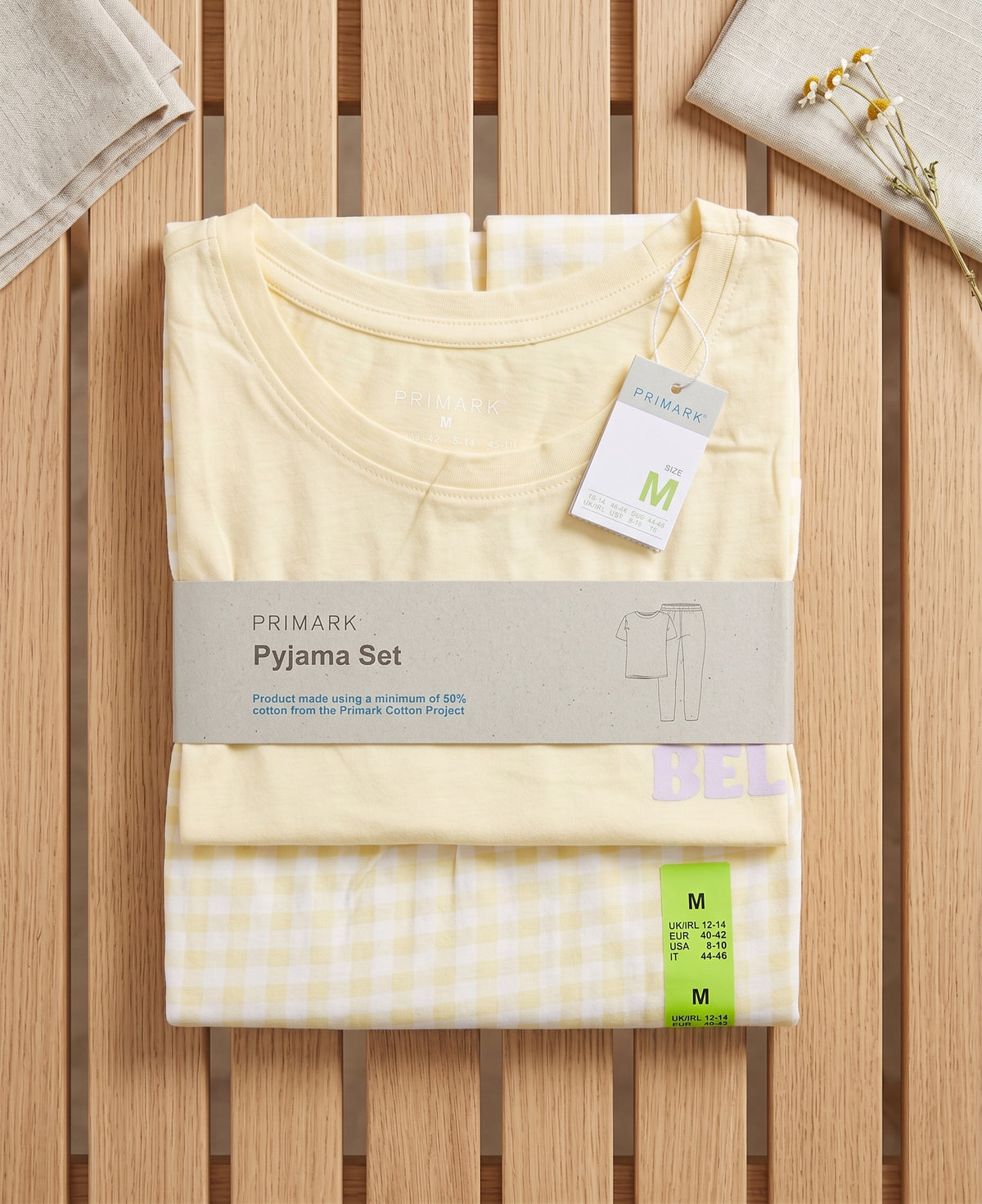 PRIMARK Half Sleeve Pyjama Sets (PJ Set) SIZE (Medium) (Yellow)