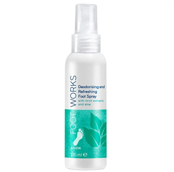 AVON Foot Works Deodorizing & Refreshing Foot Spray with Mint & Aloe - 100ml