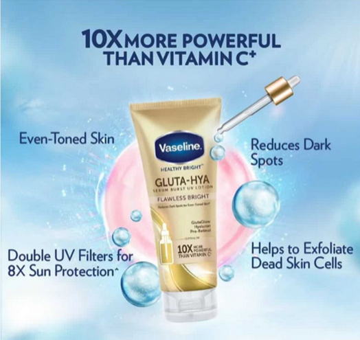 Vaseline Healthy Bright GLUTA-HYA Flawless Glow Serum Burst UV Lotion 300ml