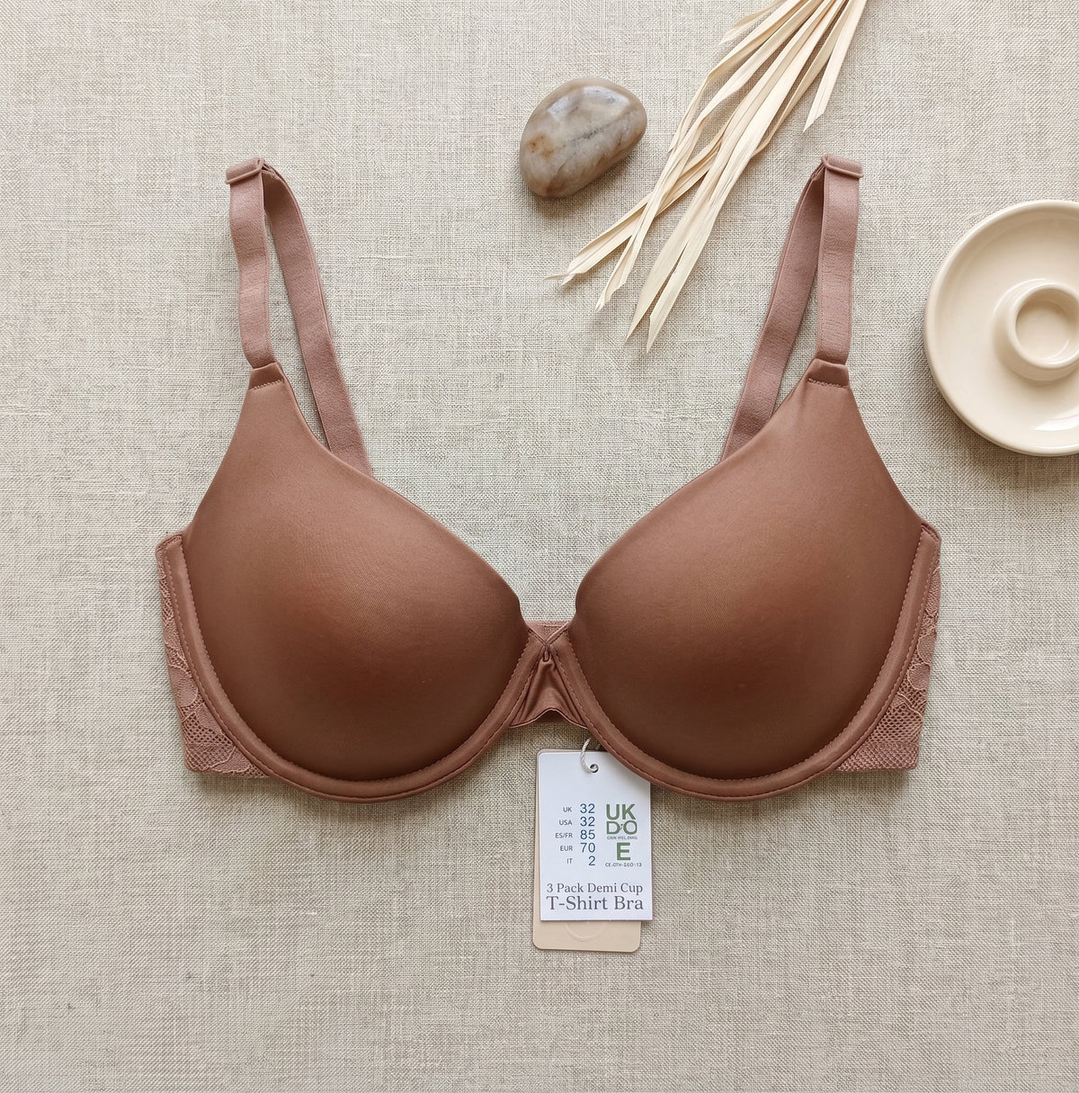 PRIMARK T-Shirt Bra (Brassieres) (Pack of 1) SIZE-32DD (Brown)