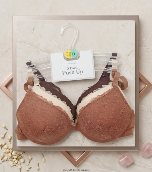 PRIMARK Push Up Bra (Brassieres) (Pack of 1) and (Pack of 3) SIZE 36-D (Dark Brown-Cream-Light Brown)