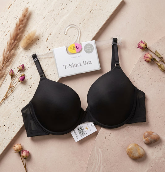 PRIMARK T-Shirt Bra (Brassieres) (Pack of 1) SIZE 36-C (Black)