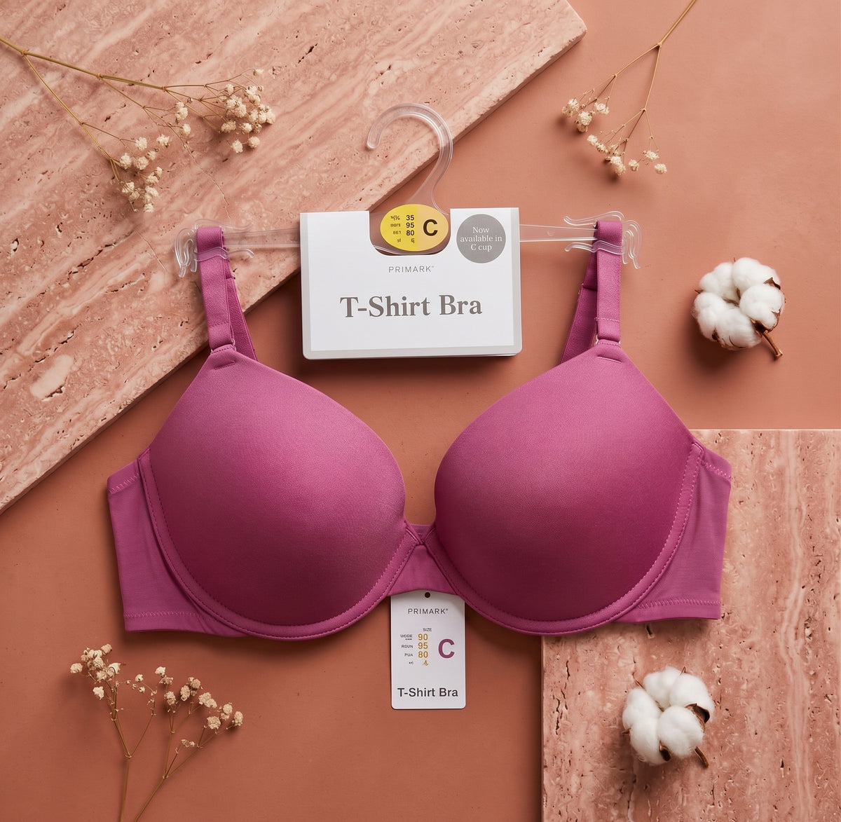 PRIMARK T-Shirt Bra (Brassieres) (Pack of 1) SIZE 36-C (Burgundy)