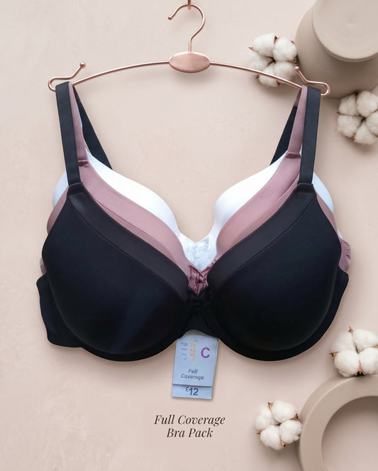 PRIMARK T-Shirt Bra (Brassieres) (Pack of 3) SIZE 36-B (White-Pink-Black)