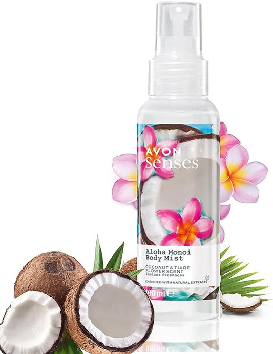 AVON Naturals Aloha Monoi Scented Spritz – Instant Freshness (Tropical Coconut Water & Tiare Flower) 100ml