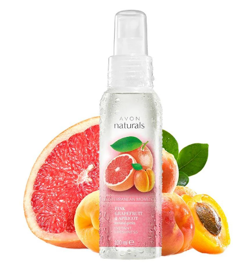 AVON Naturals Mediterranean Moments Pink Grape Fruit & Apricot Scented Spritz (Body Mist)100ml