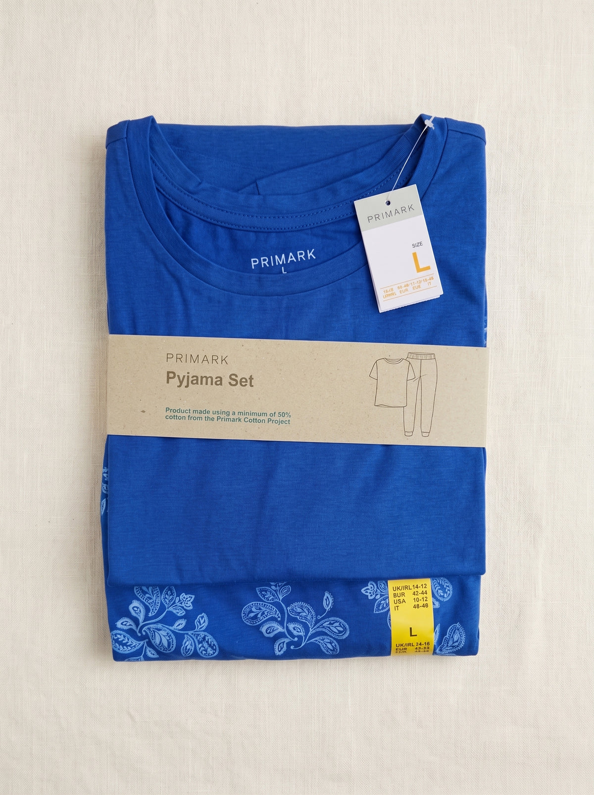 PRIMARK Half Sleeve Pyjama Set (PJ Set) SIZE (Large) (Blue)