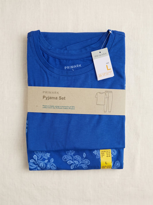 PRIMARK Half Sleeve Pyjama Set (PJ Set) SIZE (Large) (Blue)