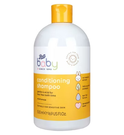 Boots Baby Conditioning Shampoo 500ml (Gentle & Mild for Tear Free Bath Time)