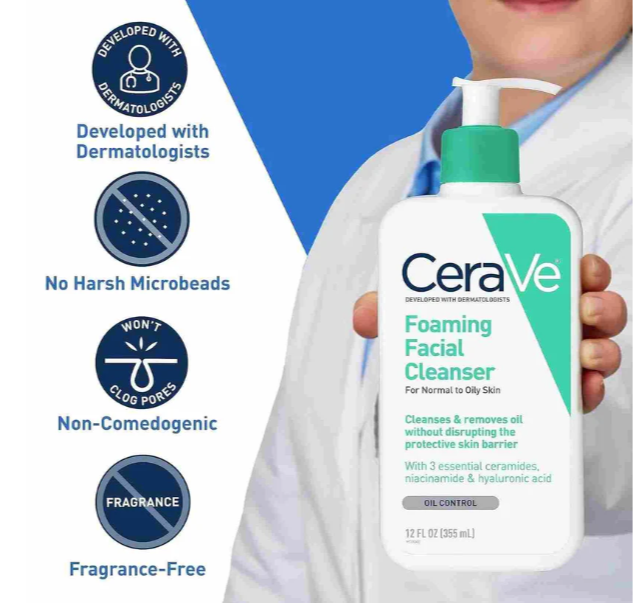 CeraVe Foaming Facial Cleanser for Normal to Oily Skin 355ml