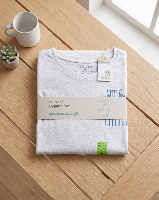 PRIMARK Half Sleeve Pyjama Sets (PJ Set) SIZE (Medium) (Gray)