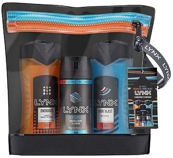 LYNX Sports Wash Bag gift set with Energised, Ice Chill and Sport Blast wash and deodorant