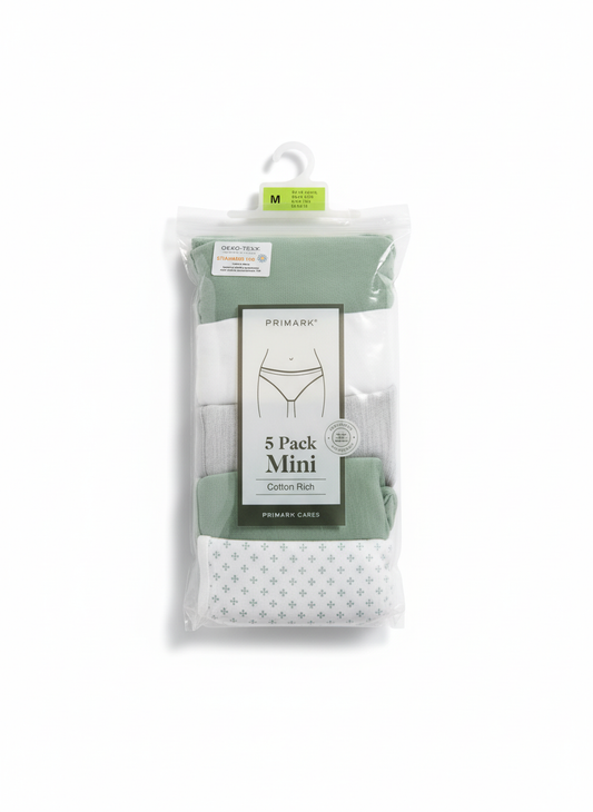 Primark 5 Pack (M) Mini Cotton Rich (Bikinis, Briefs, Underwear, Panties, Pants) Medium