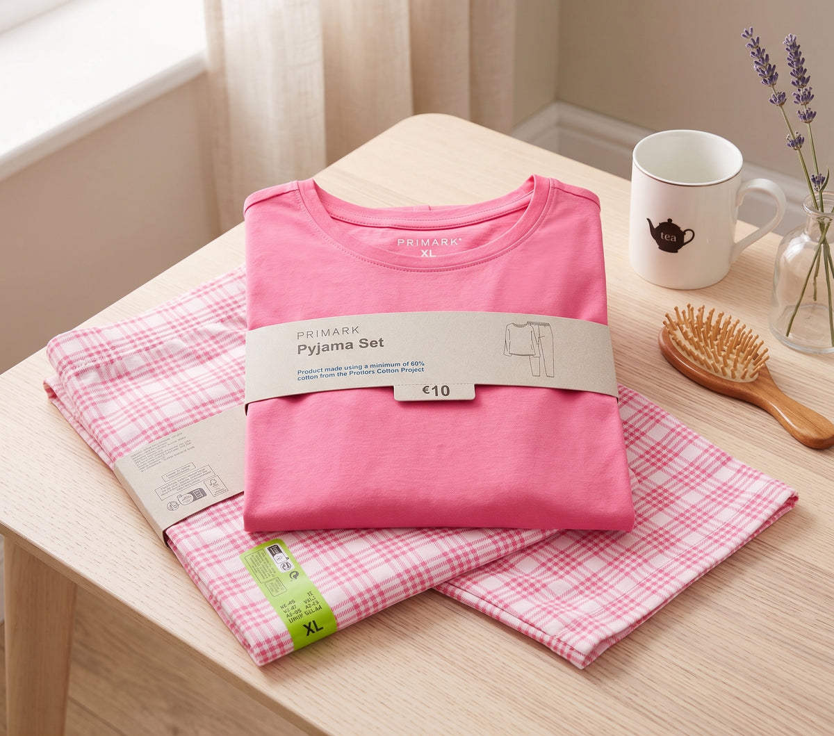 PRIMARK Full Sleeve Pyjama Sets (PJ Set) SIZE (Extra Large) (Pink)
