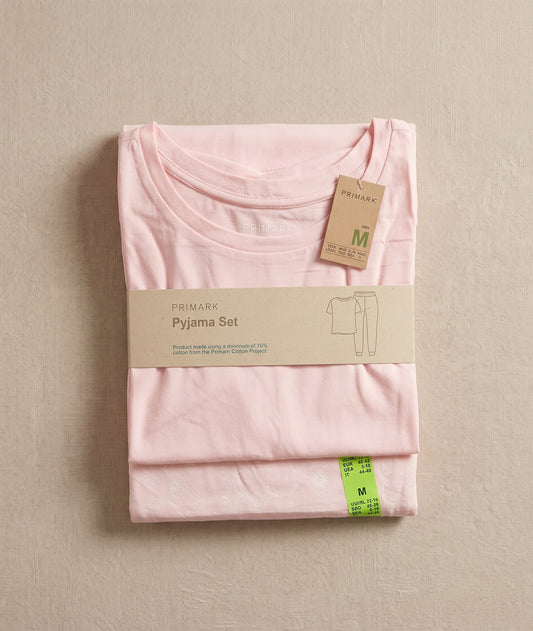PRIMARK Half Sleeve Pyjama Sets (PJ Set) SIZE (Medium) (Pink with printed Trouser)