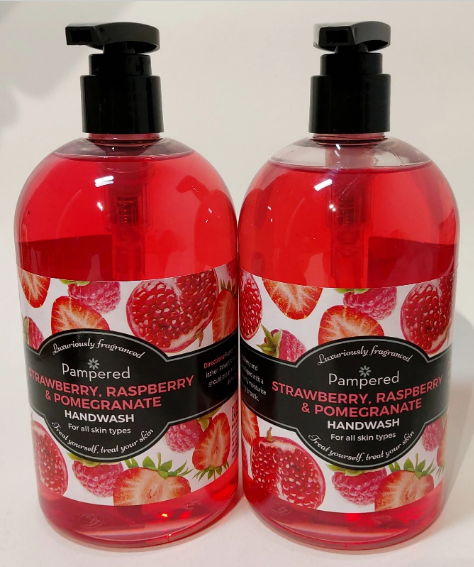 PAMPERED FRUITY HANDWASH STRAWBERRY RASPBERRY & POMEGRANATE 500ML