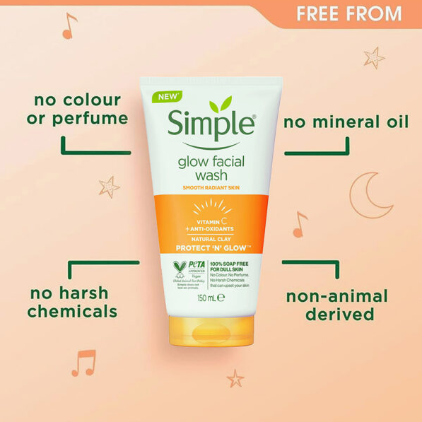 SIMPLE Protect & Glow Facial Wash with Vitamin C=Anti-Oxidants 150ml