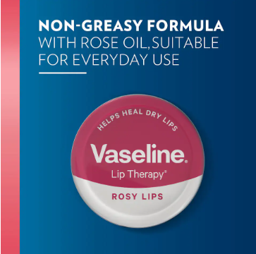 VASELINE LIP THERAPY (Rosy Lips Lip Balm) (Helps Heal Dry Lips) 20g
