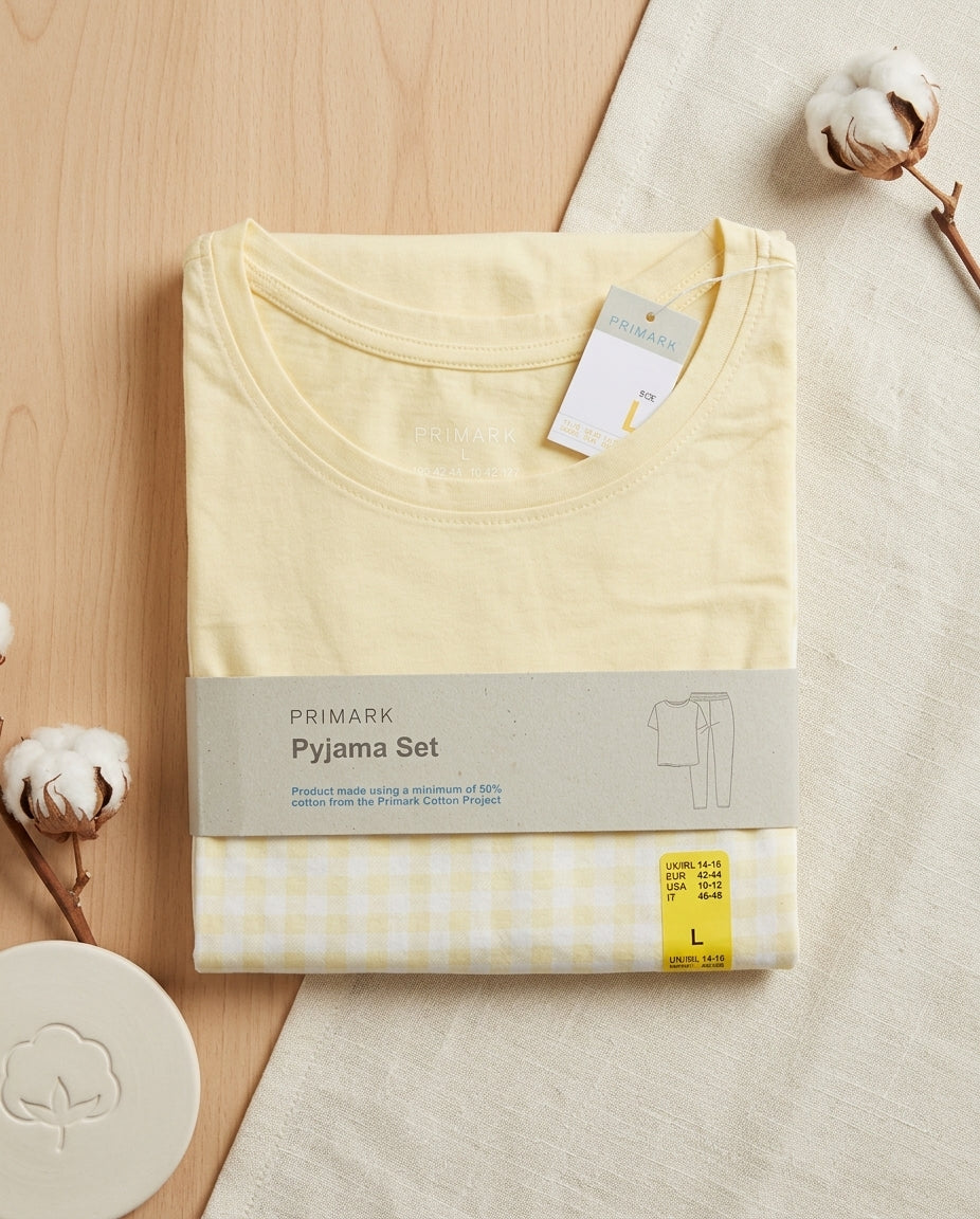 PRIMARK Half Sleeve Pyjama Sets (PJ Set) SIZE (Large) (Yellow)