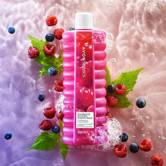 Avon Sense Raspberry Delight Bubble Bath (Raspberry & Cassis Scent) 1-Litre (1000ml)