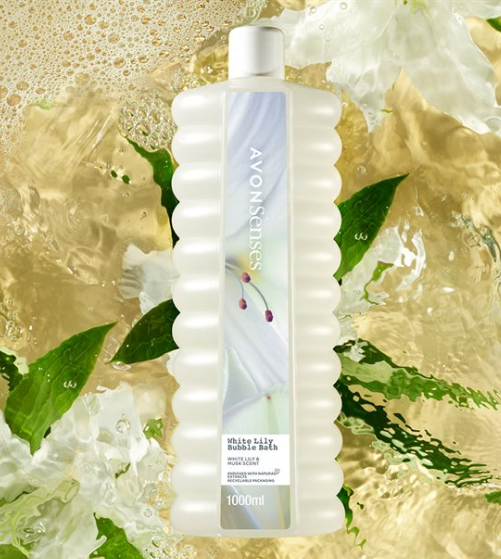 Avon Sense White Lilly Bubble Bath (White Lilly & Musk Scent) 1-Litre (1000ml)
