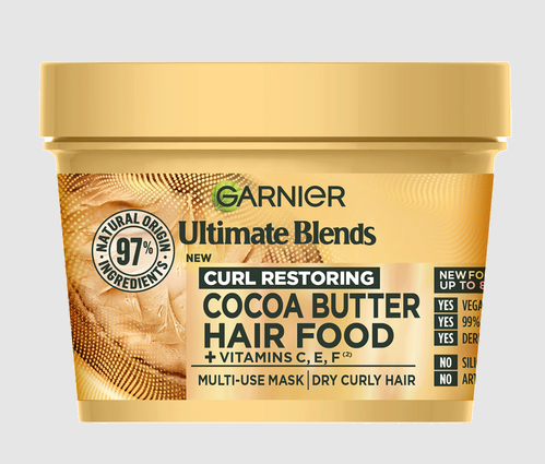 GARNIER 3 in 1 Cocoa Butter Supercharged Hair Food Mask (Curl Restoring)