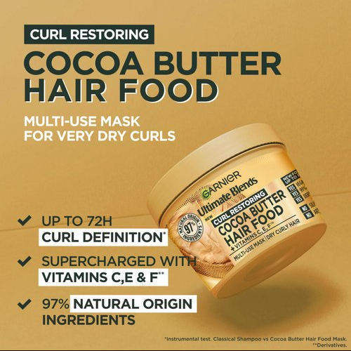 GARNIER 3 in 1 Cocoa Butter Supercharged Hair Food Mask (Curl Restoring)