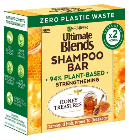 Garnier Ultimate Blends Honey Treasures Strengthening Shampoo Bar for Damaged Hair 60g