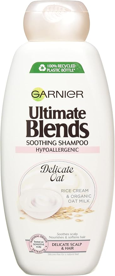 Garnier Ultimate Blends Smoothing Shampoo with Rice Cream and Organic Oat Milk (Hypoallergenic)