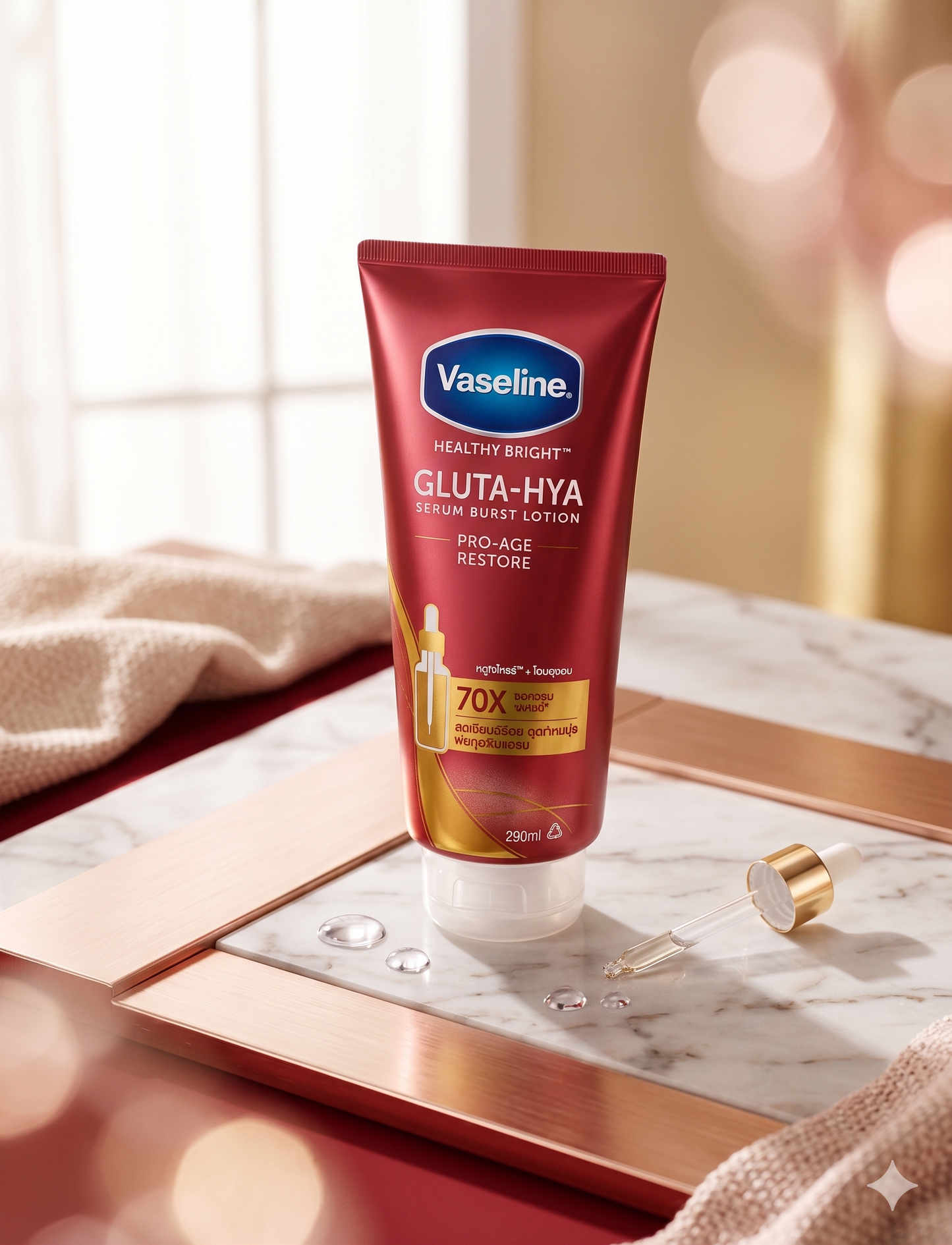Vaseline Healthy Bright GLUTA- HYA Pro Age-Restore Serum Burst Lotion 290ml