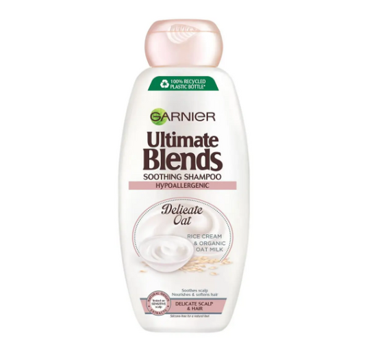 Garnier Ultimate Blends Smoothing Shampoo with Rice Cream and Organic Oat Milk (Hypoallergenic)