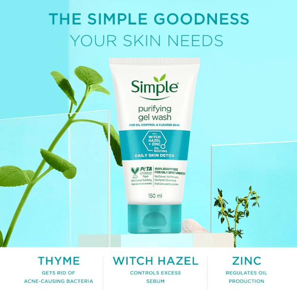 SIMPLE Purifying Gel Facial Wash (Daily Skin Detox) 150ml